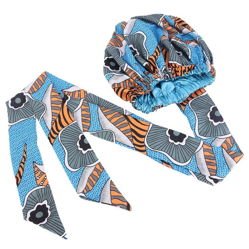 African Print Satin Lined Headwrap - Froliage
