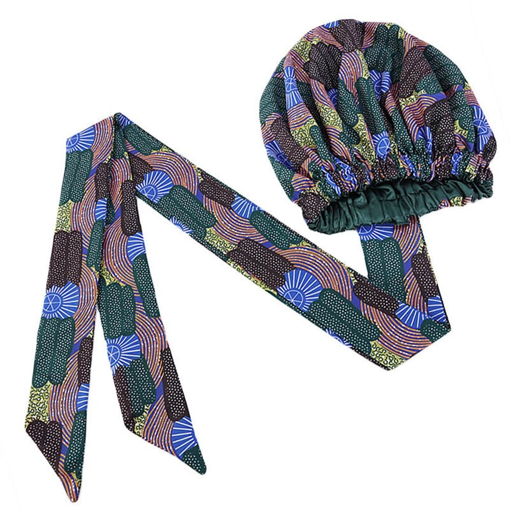 African Print Satin Lined Headwrap - Froliage