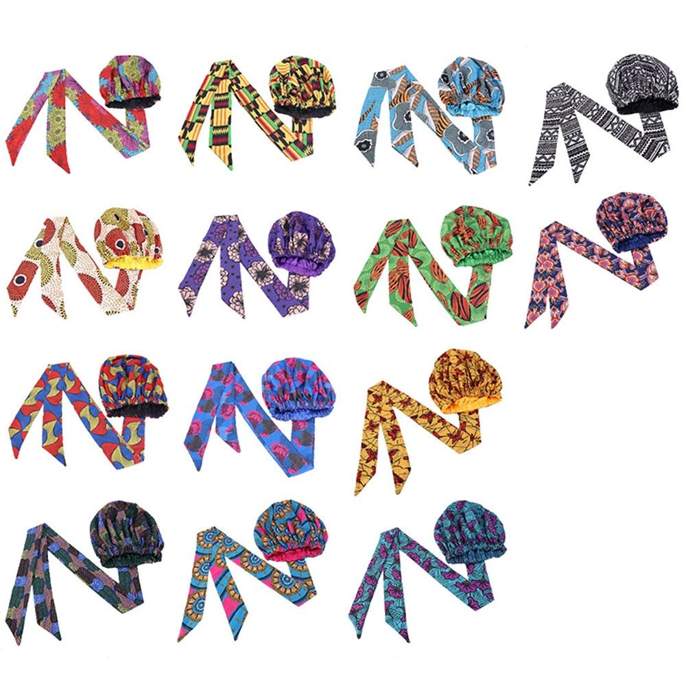 African Print Satin Lined Headwrap - Froliage