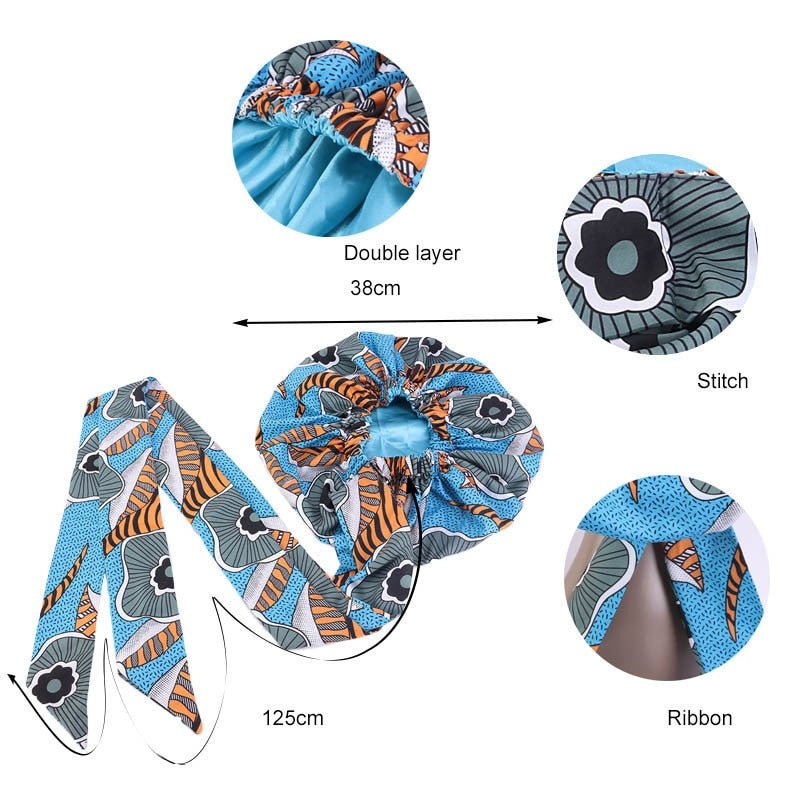 African Print Satin Lined Headwrap - Froliage