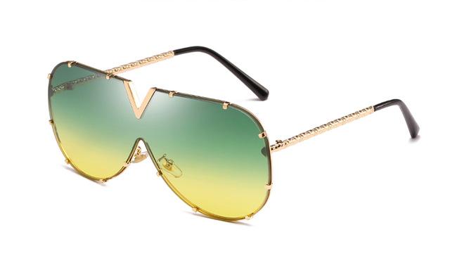 Oversized Metal Sunglasses UV400 - Froliage