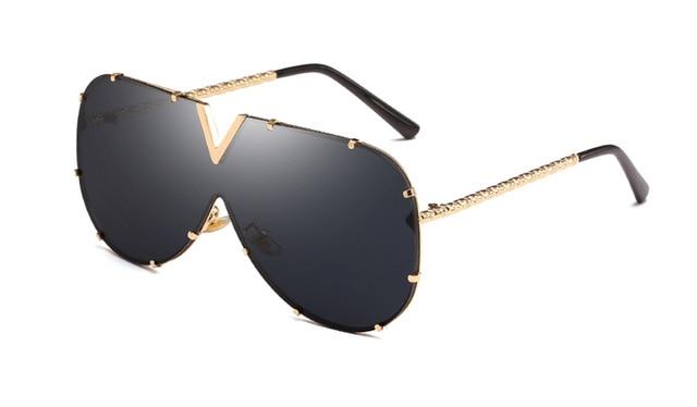 Oversized Metal Sunglasses UV400 - Froliage