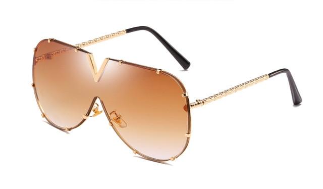 Oversized Metal Sunglasses UV400 - Froliage