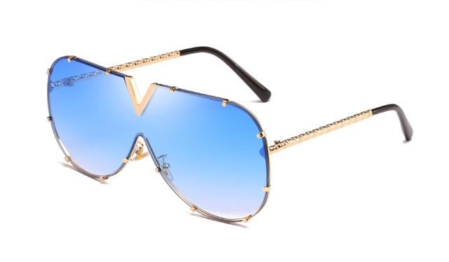 Oversized Metal Sunglasses UV400 - Froliage