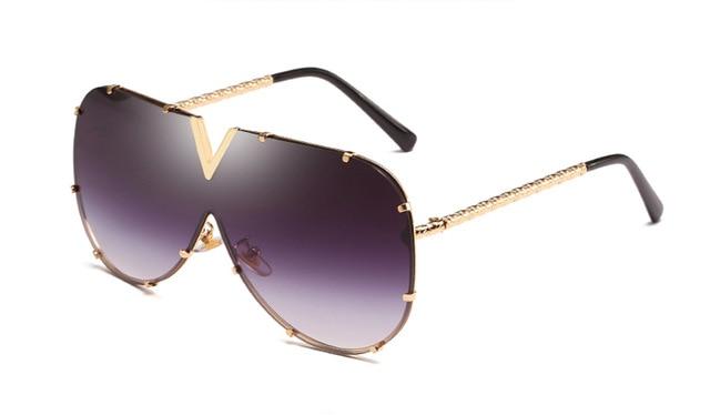 Oversized Metal Sunglasses UV400 - Froliage