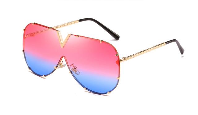Oversized Metal Sunglasses UV400 - Froliage