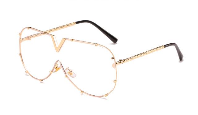 Oversized Metal Sunglasses UV400 - Froliage