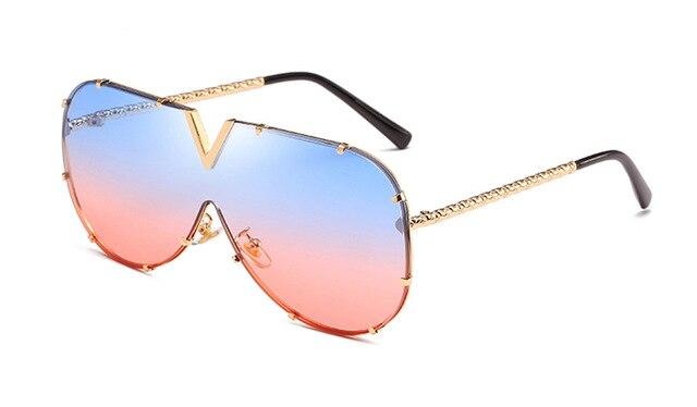 Oversized Metal Sunglasses UV400 - Froliage