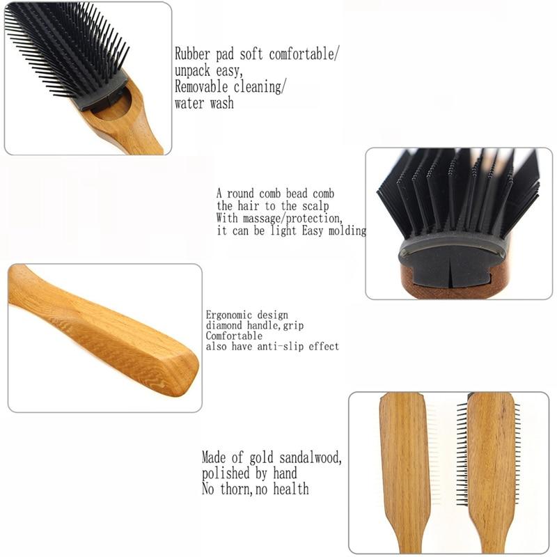 Wood Handle 9-Row Detangling Brush - Froliage