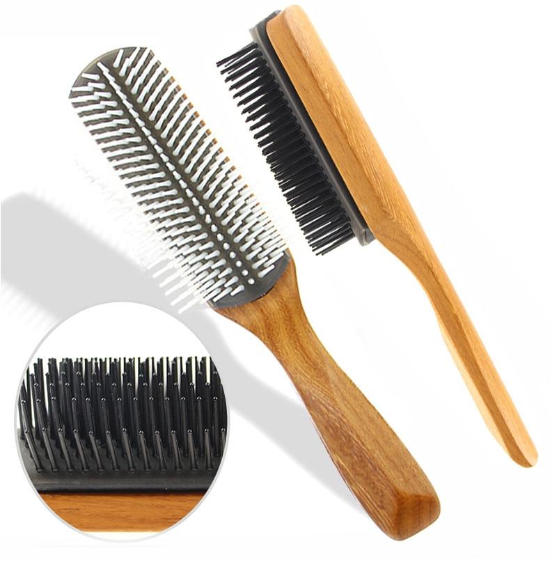 Wood Handle 9-Row Detangling Brush - Froliage